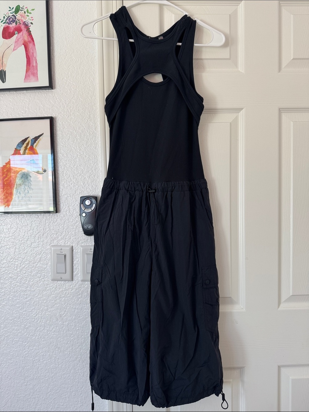 FP Movement Free People Break It Down Black Cargo Onesie Jumpsuit XS